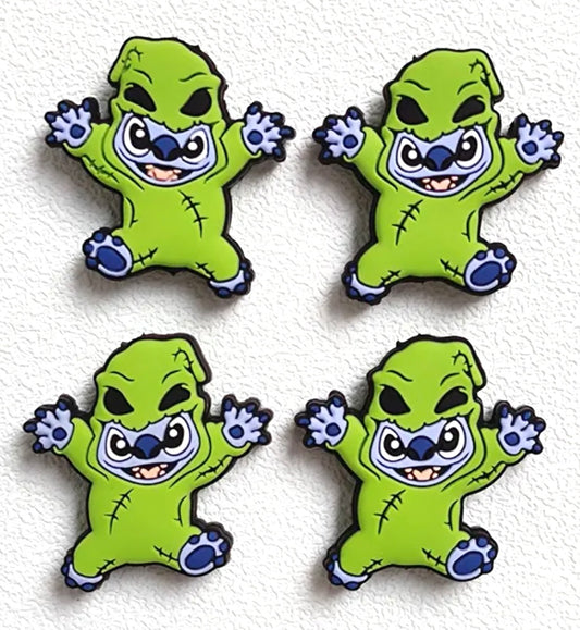 Blue Alien dressed as Oogie Boogie Silicone Focal Bead